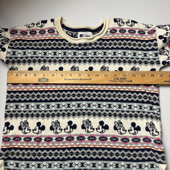Disney Mickey & Minnie Mouse Fair Isle Sweater Gap Kids XXL 14-16 Cream & Navy C - Picture 7 of 9
